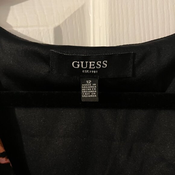 Guess Women's Black Abstract Midi Faux Wrap Dress NWT Size 12 - Picture 4 of 7